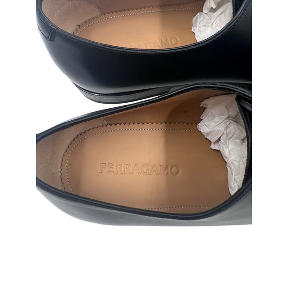 Ferragamo Men\'s Black Leather Geoffrey Business Formal Oxfords Size 8.5 EEE main image 4